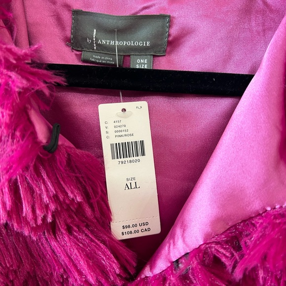 Anthropologie Faux Fur Cape/Capelet | Fuschia | One-Size - Picture 2 of 7